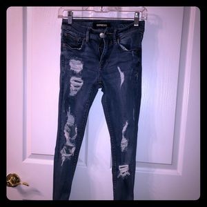 High waisted express ripped jeans